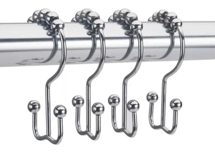 Ganchos Roller Doble Para Cortina Baño X 12 Metálico Acero