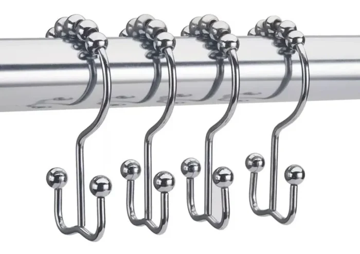 Ganchos Roller Doble Para Cortina Baño X 12 Metálico Acero - Imagen 1