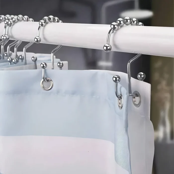 Ganchos Roller Doble Para Cortina Baño X 12 Metálico Acero - Imagen 2