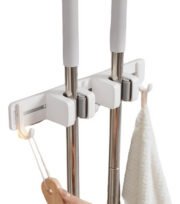 Soporte Organizador Porta Escobas (2 pinzas y 3 ganchos)