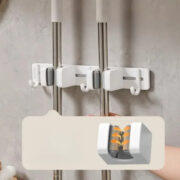 Soporte Organizador Porta Escobas (3 pinzas y 4 ganchos) - Imagen 4