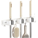 Soporte Organizador Porta Escobas (3 pinzas y 4 ganchos)