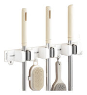 Soporte Organizador Porta Escobas (3 pinzas y 4 ganchos)