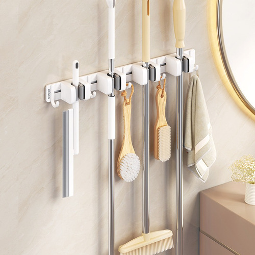 E24209_2 Soporte Organizador Porta Escobas (4 pinzas y 5 ganchos) - Imagen 1