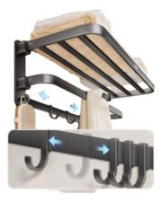 Toallero Repisa De Baño Organizador Plegable Acero 50 Cm