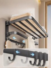 Toallero Repisa De Baño Organizador Plegable Acero 50 Cm - Imagen 4