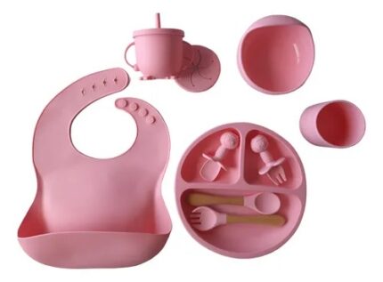 Set de Alimentación Bebés Silicona Completo 10 Piezas