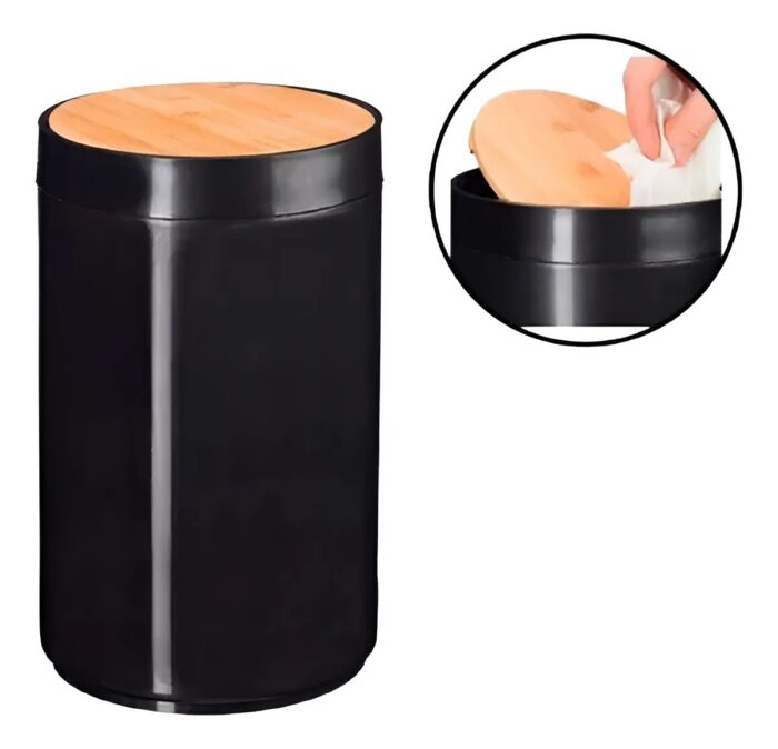 Tacho Basura Cesto Residuo Bambú Baño Cocina Organizador 6lt - Imagen 1