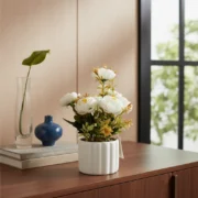 Rosas Blancas Decorativas C/maceta De Plastico ROSE