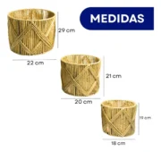 Set 3 Canastos Redondos de Yute LUNA - Imagen 2
