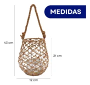 Fanal Colgante de Yute y Vidrio MERA - Imagen 2