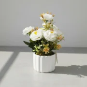 Rosas Blancas Decorativas C/maceta De Plastico ROSE - Imagen 2