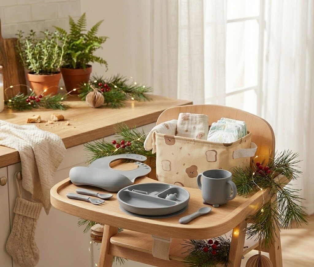 SET DE BEBE NAVIDAD Set de Alimentación y Organizador de Pañales - Imagen 1