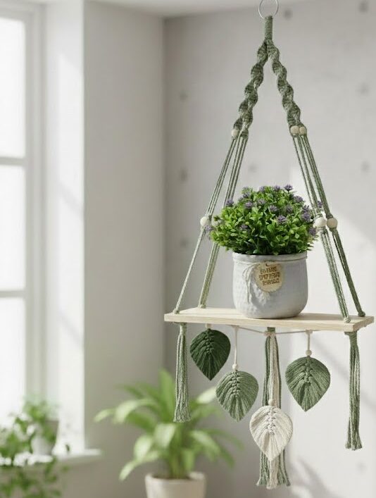 set florentina mas nomade Set Estante Decorativo de Macrame y Suculenta Decorativa - Imagen 1